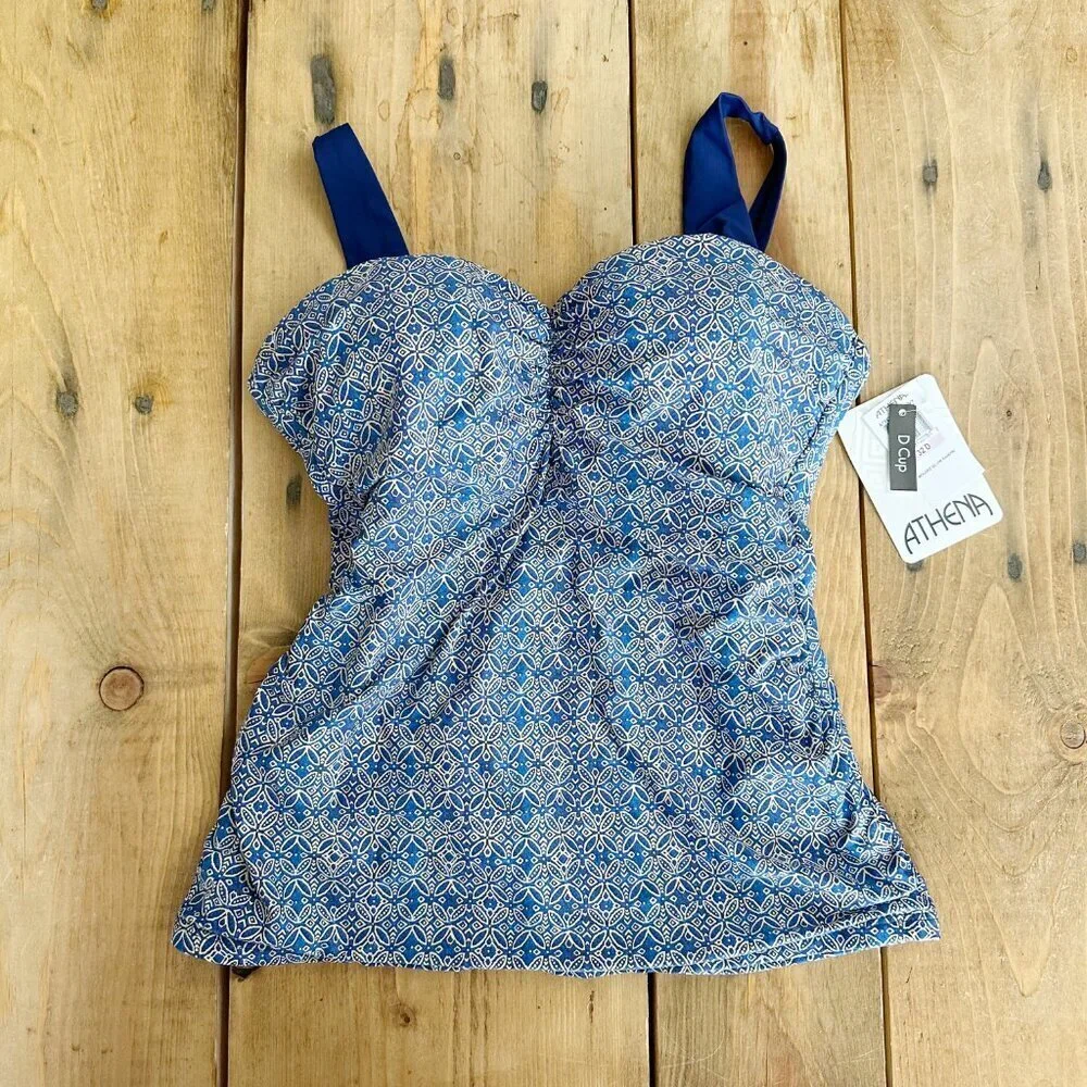 NWT Athena Swim Cami Top‎ Bathing Suit Blue Mandala NEW 32D